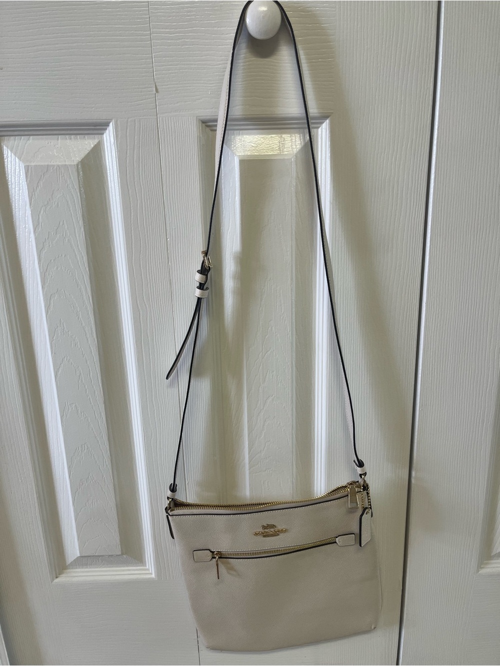 Coach Pebble Leather Crossbody Bag in Cream with matching wristlet wallet